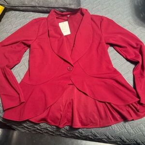Elegant Red Peplum Women's Jacket